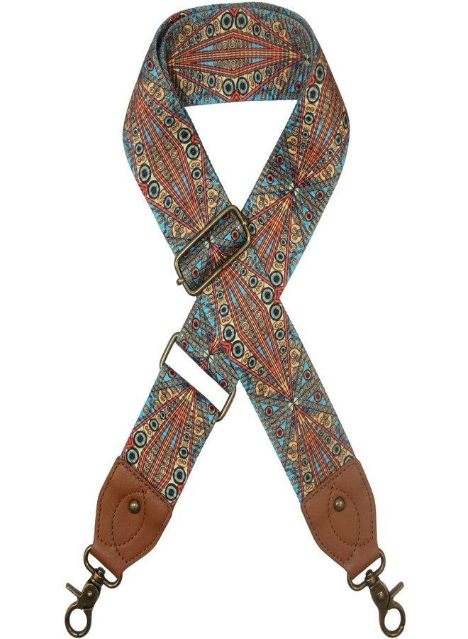 Duwi Wide Purse Strap Multicolor Striped Guitar Style Strap Adjustable Canvas Crossbody Bag Strap(brown,bohemian style) - Image 1
